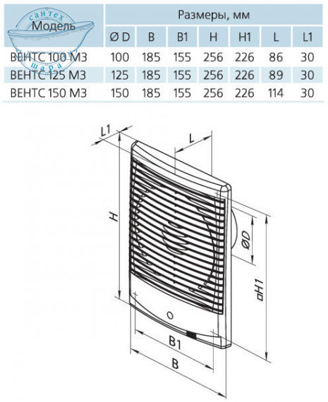 Осевой вентилятор Vents 150 М3 Пресс - фото 2
