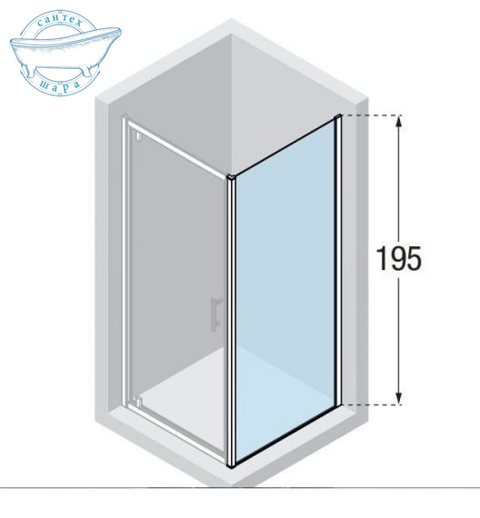 Стенка боковая душевая Novellini Kali F 100 см (профиль хром, прозрачное стекло) KALIF98-1B - фото 2